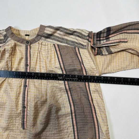 Free People XS Buttondown Tunic Dress Plaid Long Sleeves Pink Gray, Oversized - Picture 6 of 11